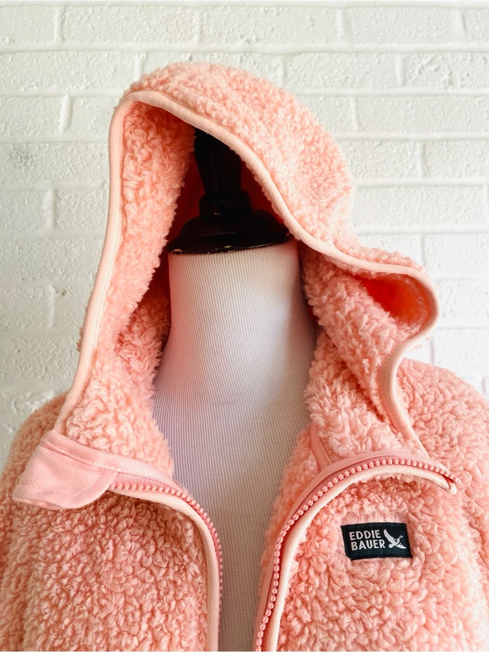 Eddie Bauer Youth Kid's High Pile Plush Sherpa Cozy Hooded  Jacket Pink Large